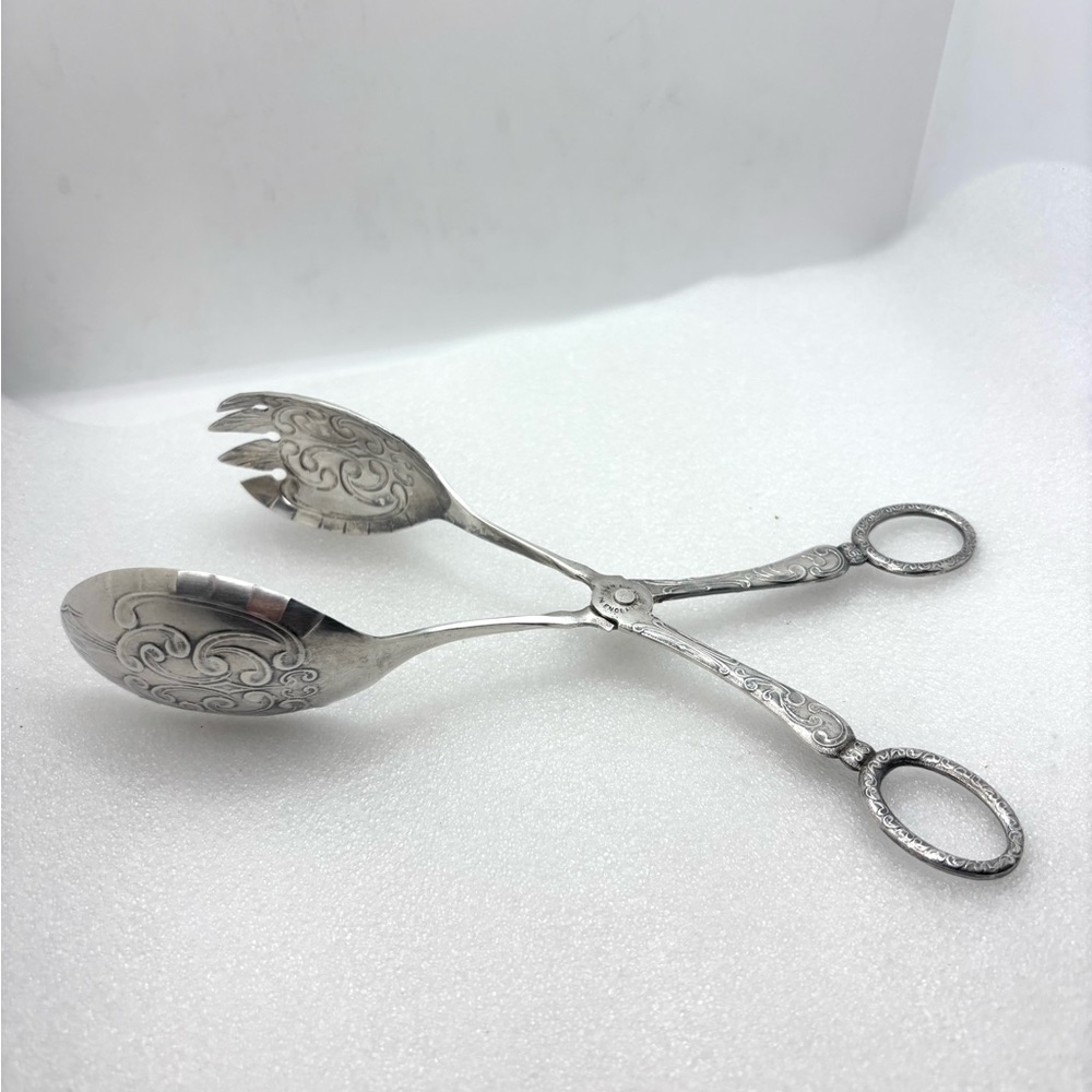 Vintage Silver Plate Salad Serving Scissors Tong EPNS Made in England